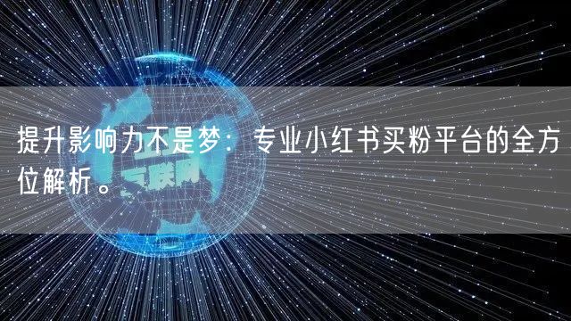 提升影响力不是梦：专业小红书买粉平台的全方位解析。