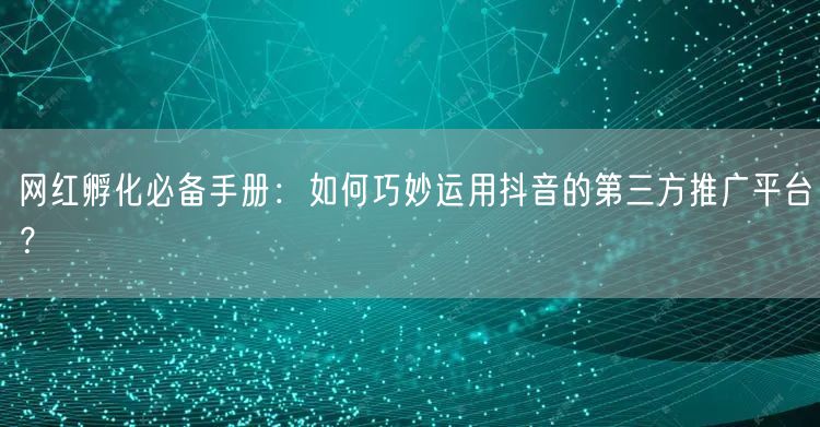 网红孵化必备手册：如何巧妙运用抖音的第三方推广平台？